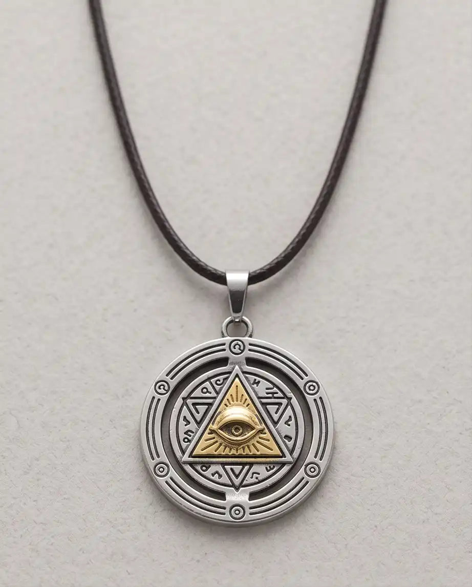 Eye of Providence Gold Pyramid Occult Pendant Box Chain