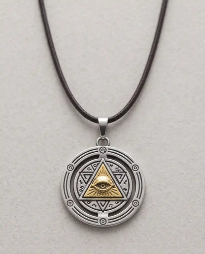 Eye of Providence Gold Pyramid Occult Pendant Box Chain