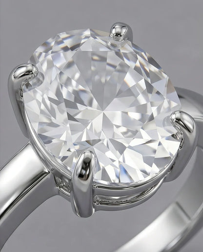 Sterling Silver Oval-Cut Moissanite Solitaire Ring