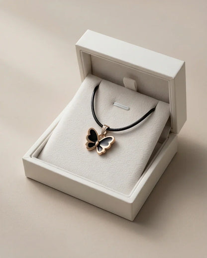 Gold and Black Butterfly Pendant Necklace