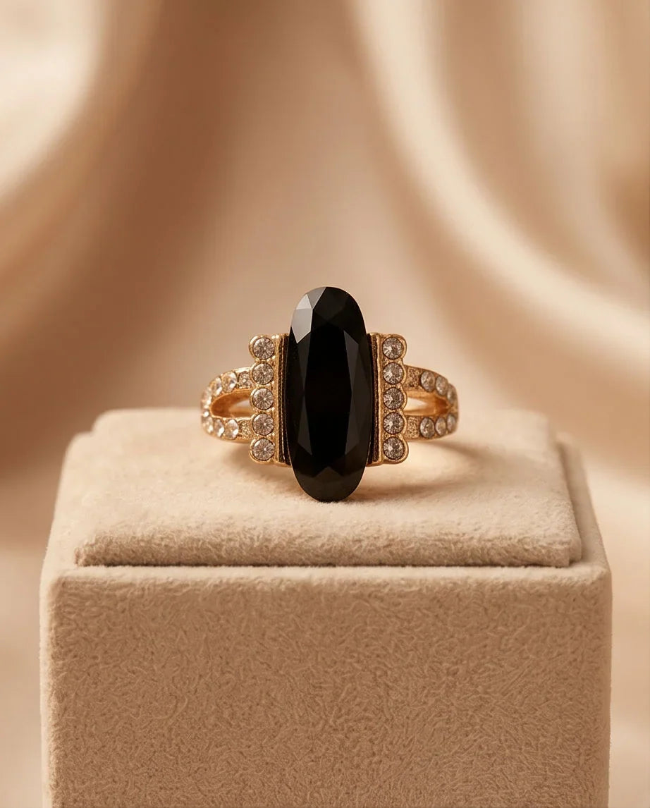 Gold Marquise Onyx Vintage Ring