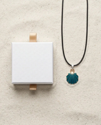 Ocean Teal Scallop Shell Pendant