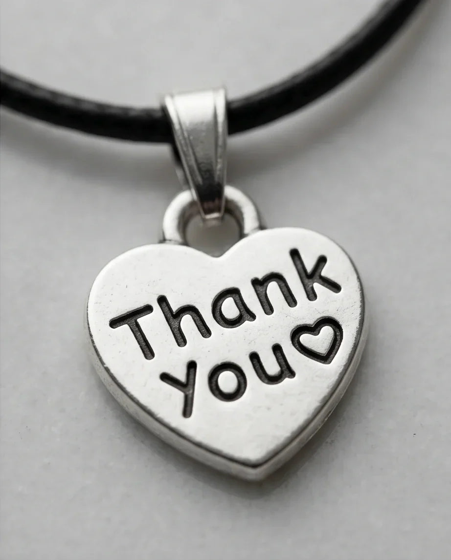 Silver Engraved Thank You Heart Necklace