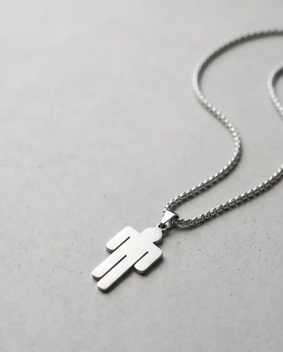 Blohsh Figure Silver Box Chain Necklace