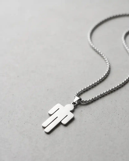 Blohsh Figure Silver Box Chain Necklace