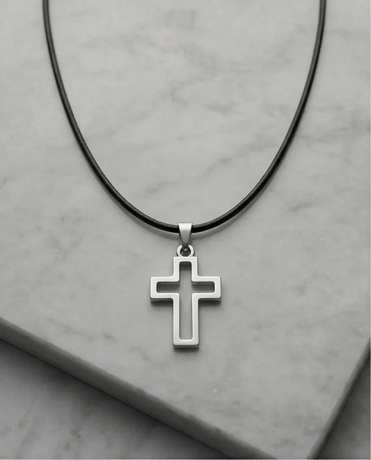 Silver Open Cross Pendant Necklace