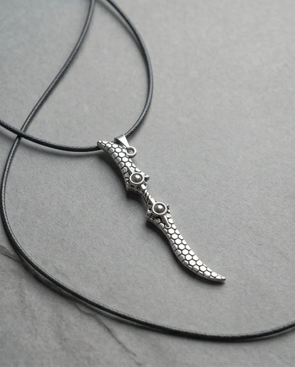 Antique Silver Scaled Dagger Pendant Necklace