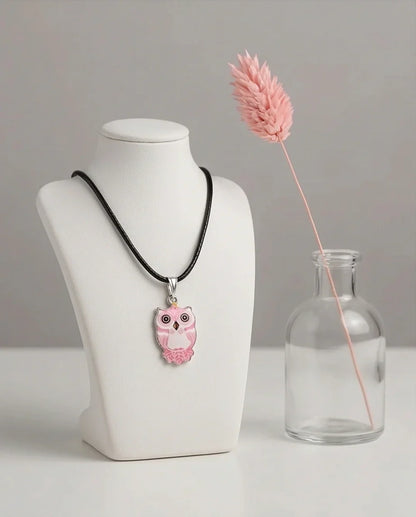 Elegant Soft Pink Owl Totem Pendant Necklace