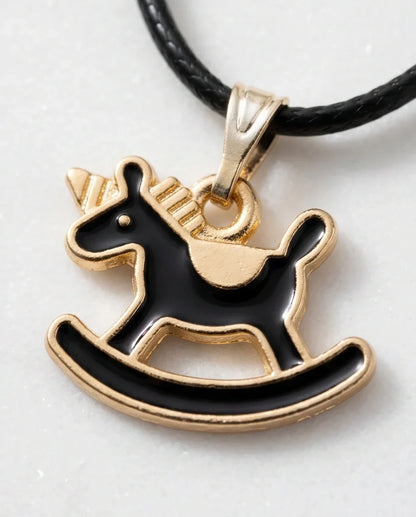 Gold and Black Rocking Horse Necklace