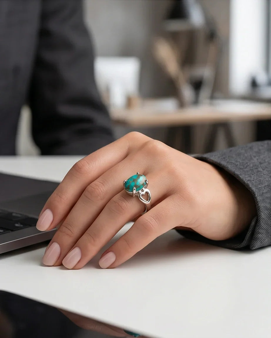 Earthborn Mosaic Turquoise Heart Ring