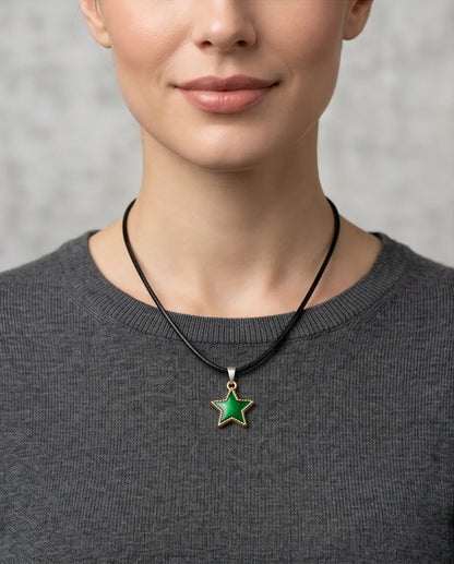 Gold and Green Star Pendant Necklace