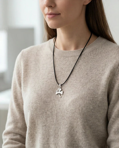Silver Three-Leaf Shamrock Pendant Necklace