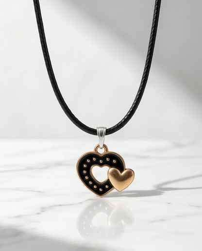 Gold and Black Layered Heart Necklace