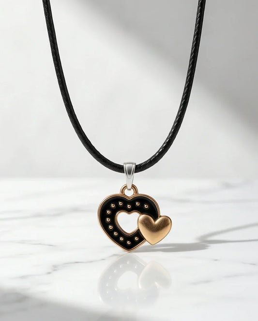 Gold and Black Layered Heart Necklace