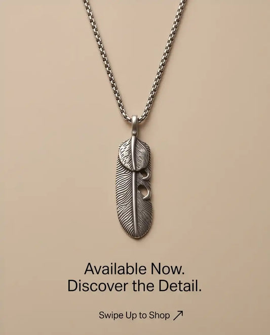 Sculpted Feather Pendant Box Chain