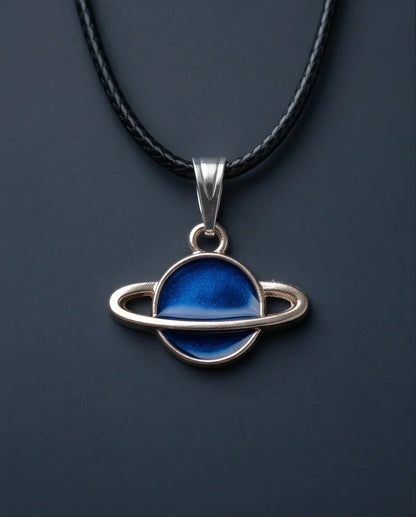 Vibrant Blue Saturn Planet Pendant