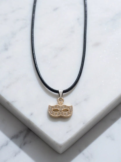 Gold Masquerade Mask Pendant Necklace