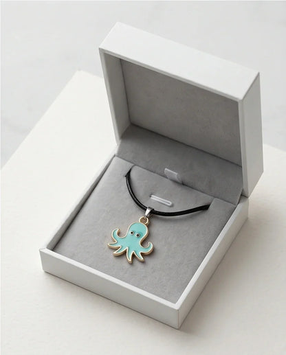 Gold and Turquoise Octopus Pendant Necklace