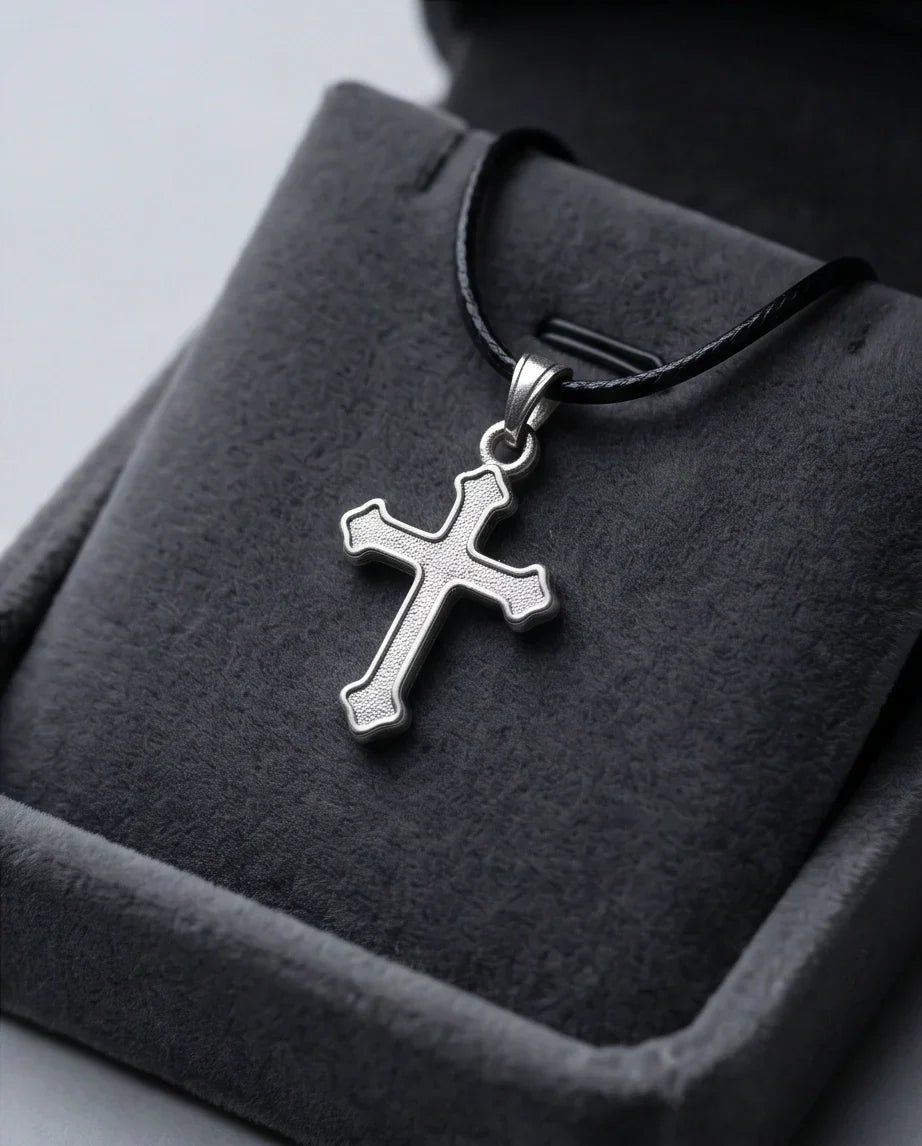 Silver Gothic Flared Cross Necklace
