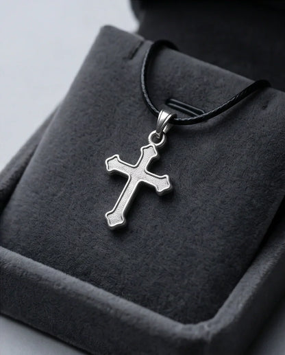 Silver Gothic Flared Cross Necklace