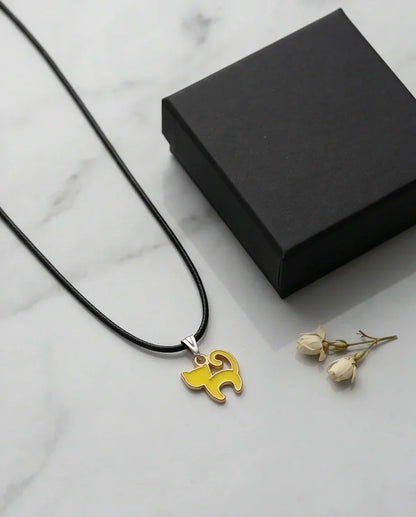 Playful Yellow Cat Enamel Pendant Necklace