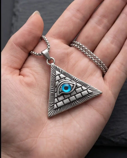 All-Seeing Eye Pyramid Pendant Box Chain