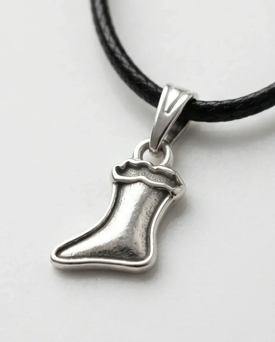 Silver Retro Stocking Pendant Necklace