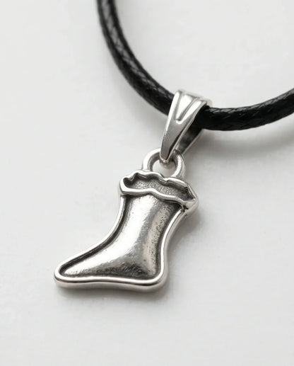 Silver Retro Stocking Pendant Necklace