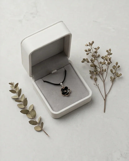 Gold and Black Minimalist Flower Necklace