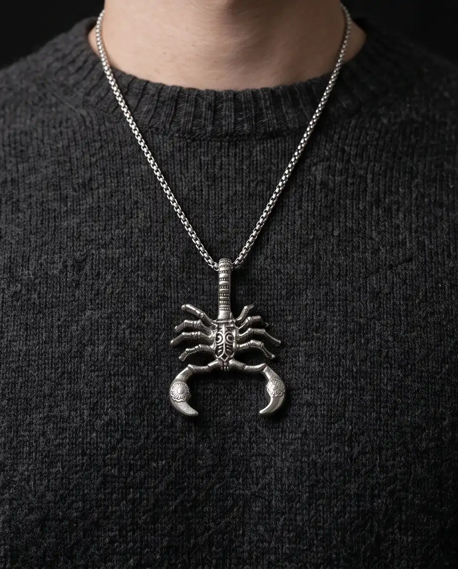 Antiqued Alien Facehugger Pendant Box Chain