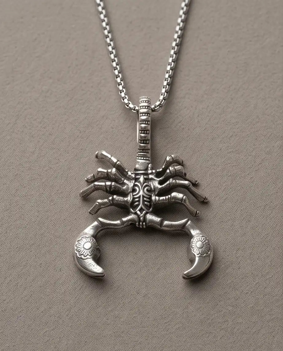 Antiqued Alien Facehugger Pendant Box Chain