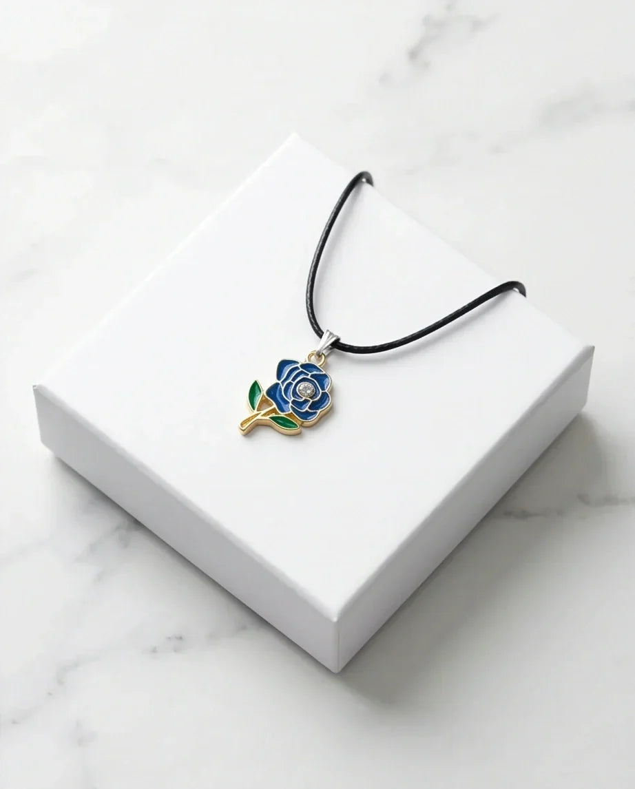 Royal Blue Enchanted Rose Pendant
