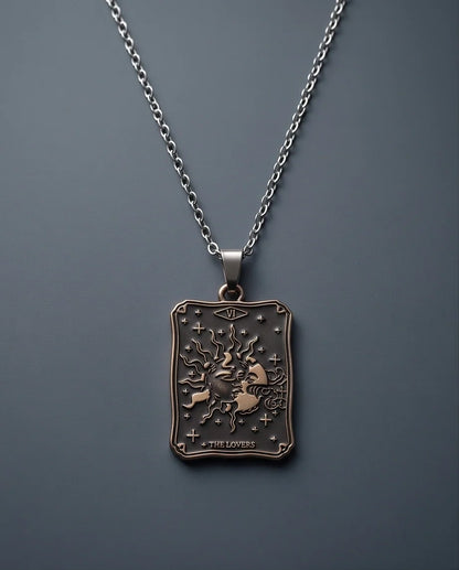 Gold Celestial Sun & Moon Tarot Card Pendant Necklace