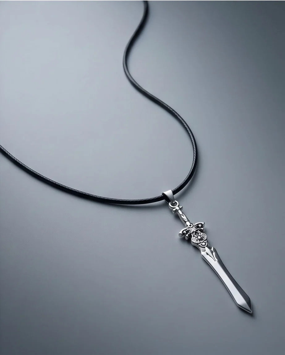 Vintage Silver Sword Pendant Necklace