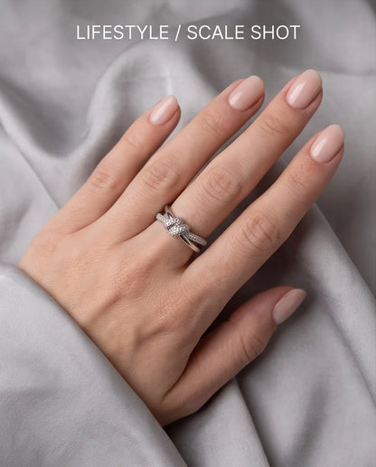 Pavé Tied-Knot Dual Band Ring