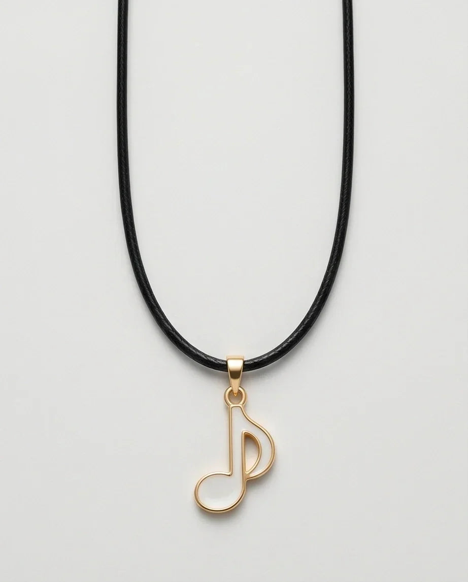 Gold and White Eighth Note Necklace