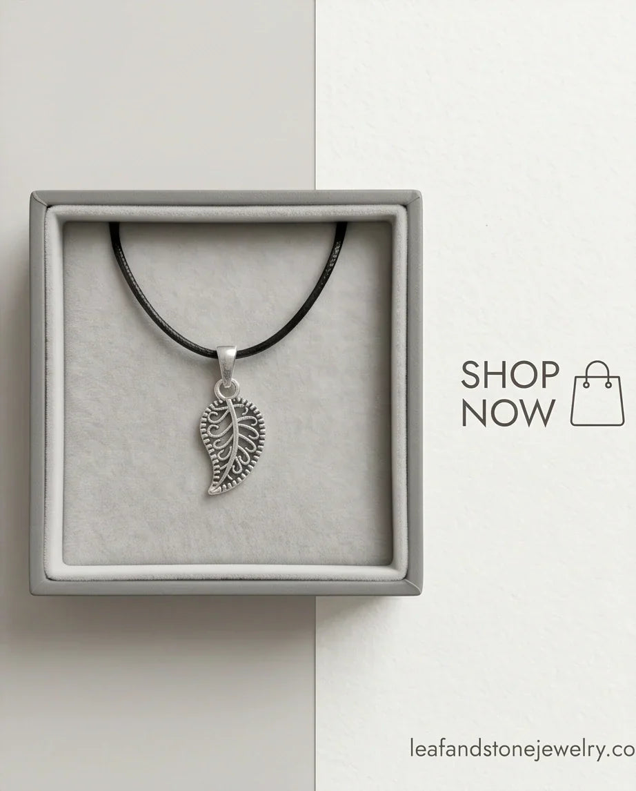 Silver Filigree Leaf Pendant Necklace