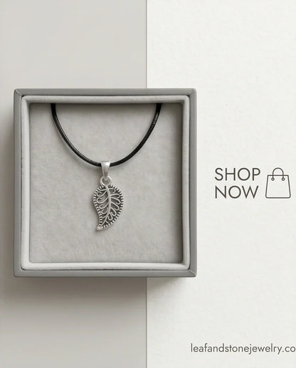 Silver Filigree Leaf Pendant Necklace