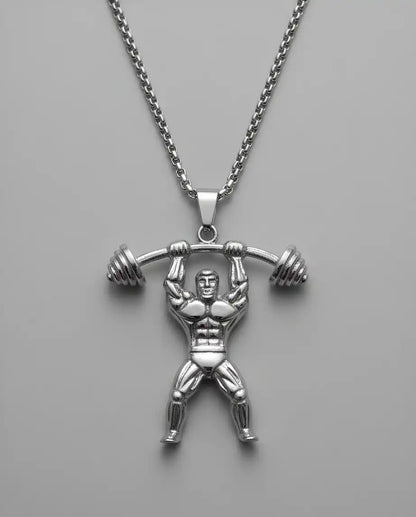 Bodybuilder Barbell Weightlifting Fitness Pendant Box Chain