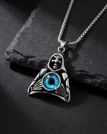Blue Eye Hooded Reaper Pendant Box Chain