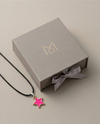 Gold and Pink Beaded Star Necklace