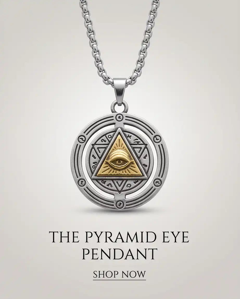 Eye of Providence Gold Pyramid Occult Pendant Box Chain