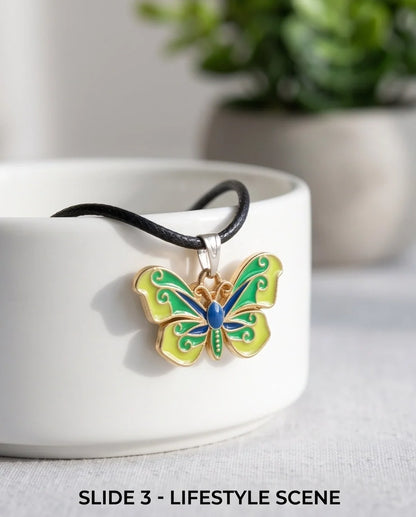 Vibrant Multi-Color Butterfly Pendant Necklace