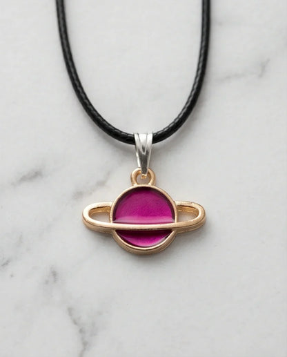 Magenta Saturn Planet Pendant