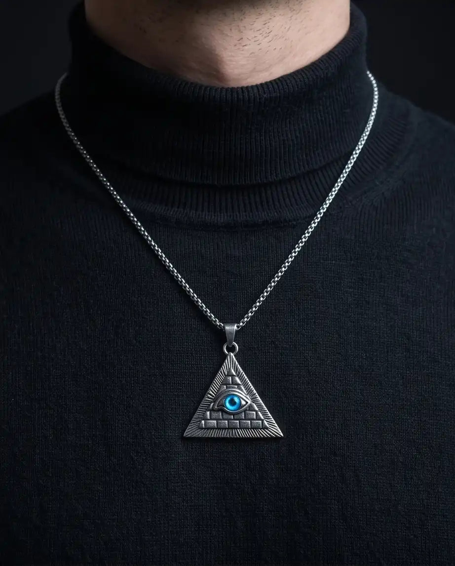 All-Seeing Eye Pyramid Pendant Box Chain