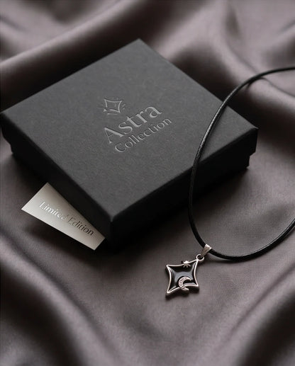 Celestial Black Starburst Moon Pendant Necklace