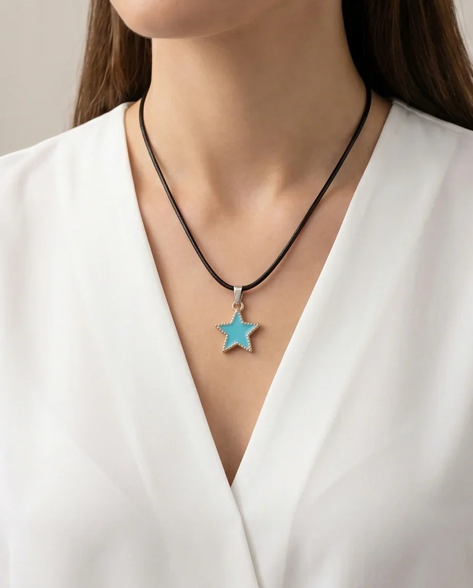 Gold and Turquoise Beaded Star Necklace