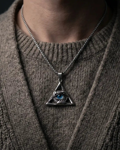 Evil Eye Triangle Pendant Box Chain