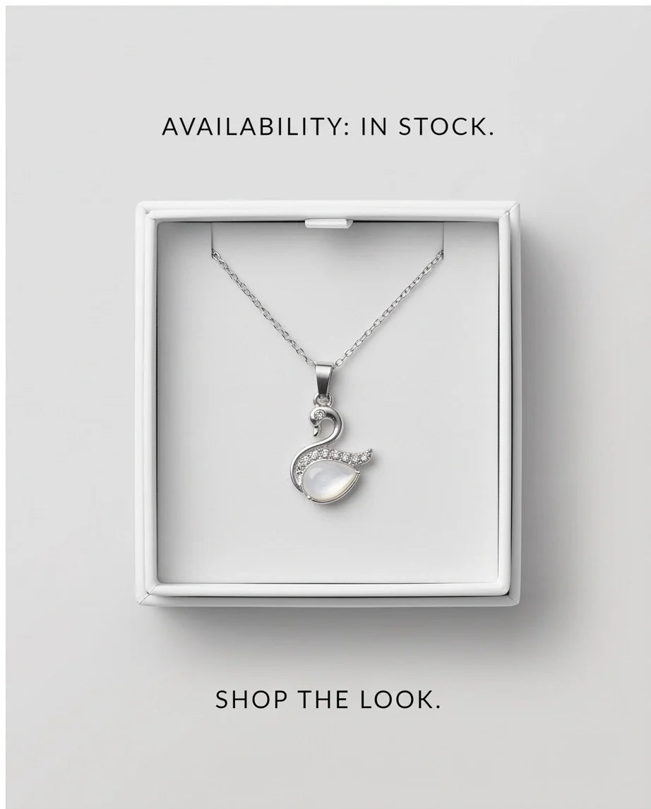 Silver Mother of Pearl Swan Pendant Necklace