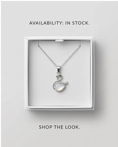 Silver Mother of Pearl Swan Pendant Necklace